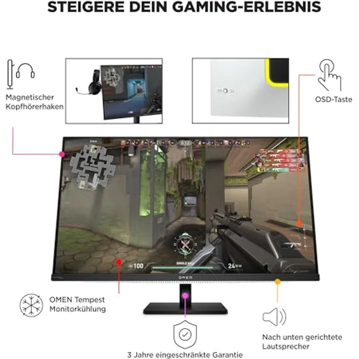 HP Omen Transcend Gaming-Monitor, QD-OLED, 4K UHD, 240 Hz, 31.5 Zoll, weiß – Bild 5