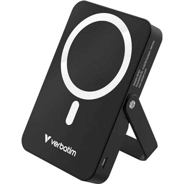 Verbatim Charge 'n' Go MagSafe Powerbank 10.000mAh Schwarz 15W magnetisch - PD 22W Schnellladefunktion LED-Anzeige & klappbarer Ständer für iPhone 16/15/14/13/12 Pro/Pro Max – inkl. USB-C Kabel – Bild 1