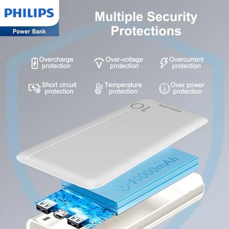 Philips Slim Powerbank 10000mAh mit LED Micro-USB Kabel white – Bild 3
