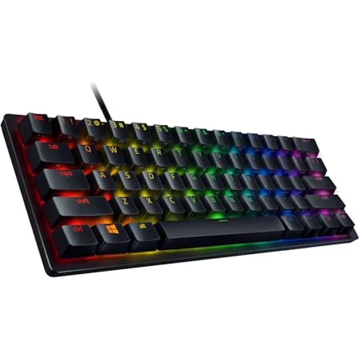 Razer Huntsman Mini (Red Switch) - Compact Gaming Keyboard (Kompakte 60% Tastatur mit Linear Opto-Mechanischen Schaltern, PBT-Tastenkappen, abnehmbares USB-C Kabel) US-Layout QWERTY – Bild 8