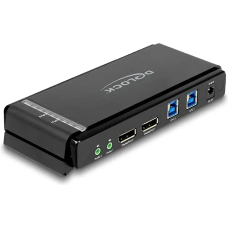 Delock KVM Switch, KVM Switch für 2 Computer mit DisplayPort-Ausgang, Schwarz, USB 2.0 und 5 Gbps Anschlüsse, MST Unterstützung – Bild 2