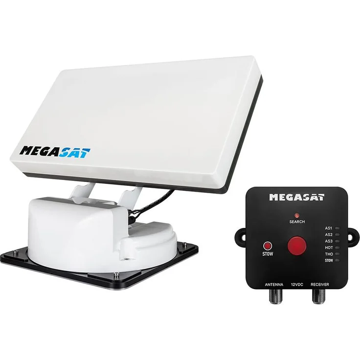 Megasat Traveller-Man 4, vollautomatische Satellitenantenne mit Twin-Anschluss und Auto-Skew GPS, flach und kompakt, ideale Lösung für Caravan und Wohnmobil – Bild 1