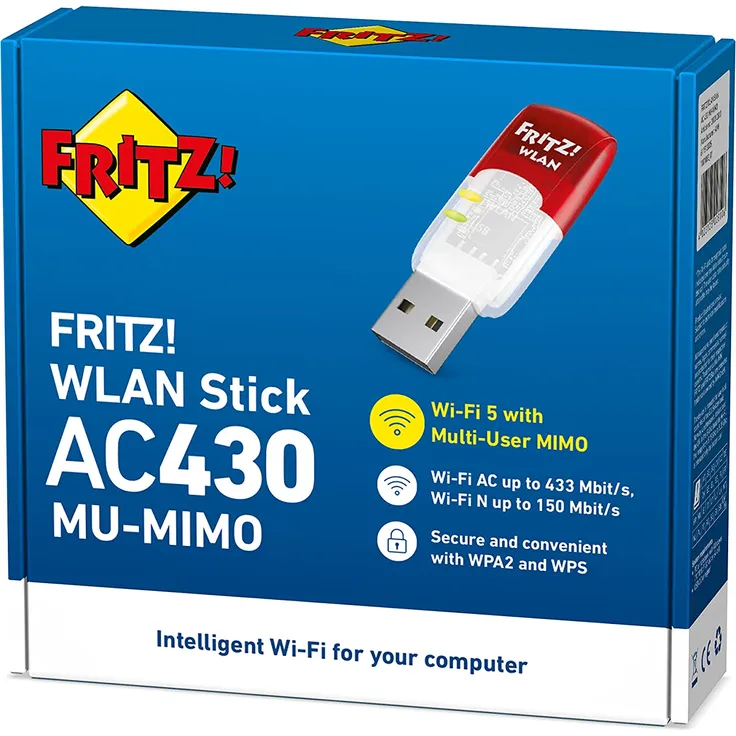 AVM WLAN-Stick AC 430 Internationale Version (USB, WLAN, Wi-Fi 5 (802.11 ac), 583 Mbit/s), rot/weiß – Bild 3