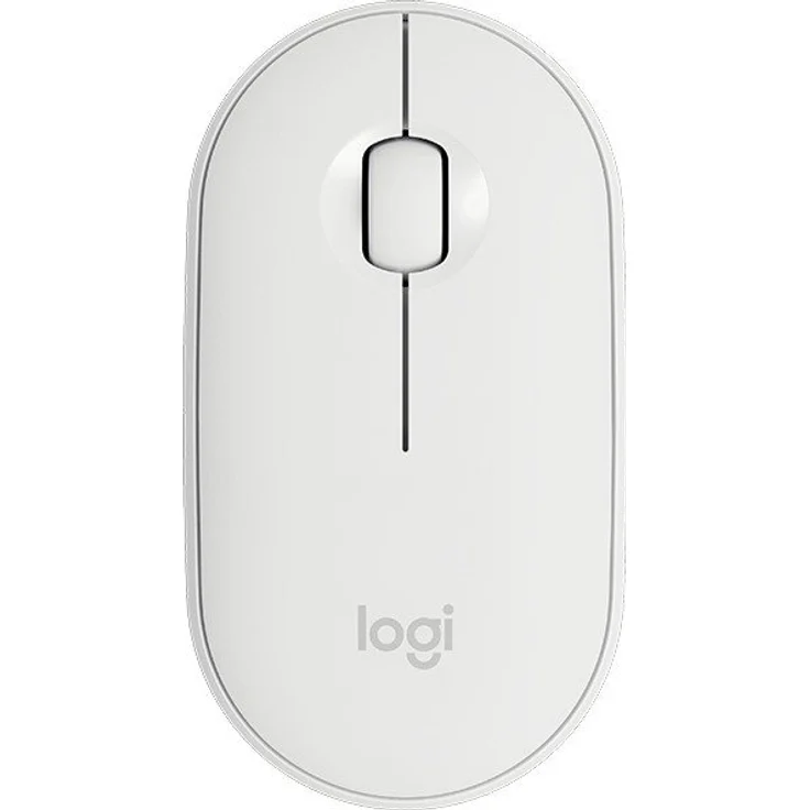 Logitech M350 Pebble Kabellose Maus, Bluetooth und 2.4 GHz Verbindung via Nano USB-Empfänger, 18-Monate Akkulaufzeit, 3 Tasten, Leises Klicken und Scrollen, PC-Mac-iPadOS - weiß – Bild 1