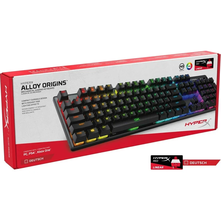 HyperX Alloy Origins - Tastatur - backlit - USB - Deutsch QWERTZ - HyperX Red (HX-KB6RDX-DE) – Bild 6