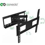 conecto CC50274 Wandhalterung für TV Geräte mit 81-140 cm (32-55 Zoll), neigbar: -15° bis 5°, schwenkbar: -60° bis 60°, Wandabstand: 53-464mm, Traglast: max. 40,0kg, VESA 400x400, schwarz, inkl. GRATIS HDMI-Kabel und Klett-Kabelbinder