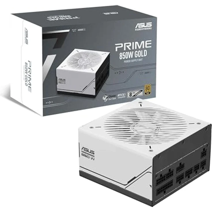 ASUS Prime 850 W Gold, Modulares Netzteil für PC, 850 W Leistung, PCle Gen 5.0, 80 Plus Gold, Lüfter mit doppeltem Kugellager, Weiß – Bild 2