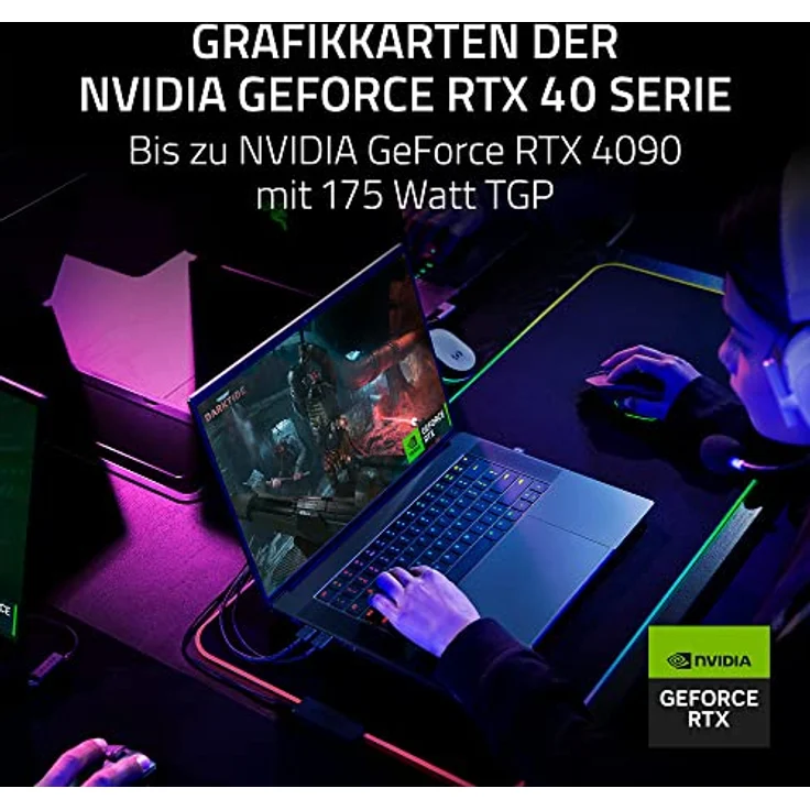 Razer Blade 16-16 Zoll Gaming Laptop (NVIDIA Geforce RTX 4090, Intel i9-13950HX, Dual UHD+FHD Mini-LED 120Hz/240Hz Display, 32GB DDR5 RAM, 2TB SSD, Alu-Gehäuse) QWERTZ DE-Layout | Schwarz – Bild 2