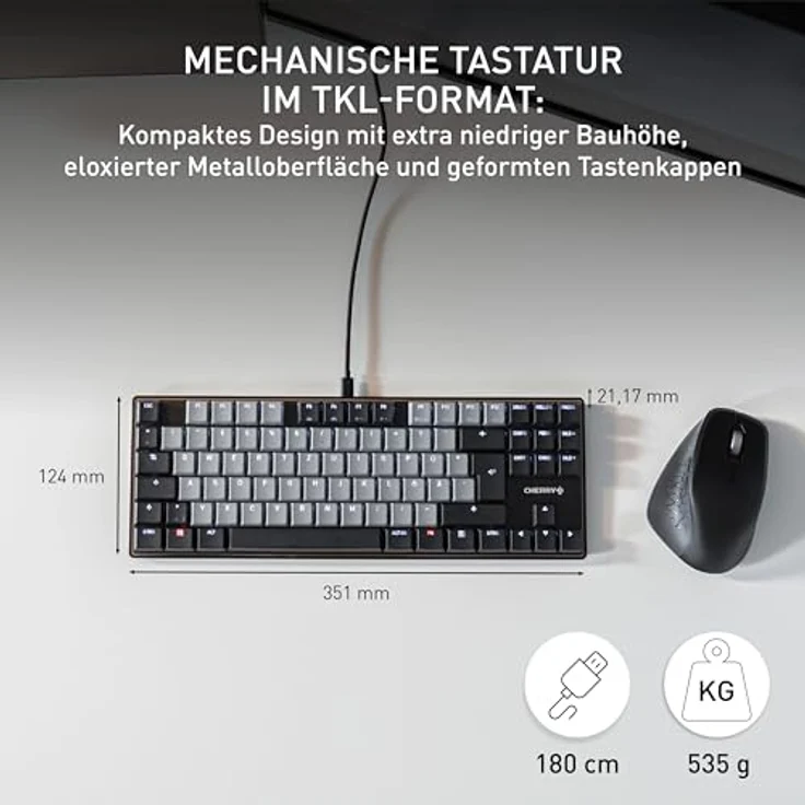 CHERRY Keyboard Corded Mechanical MX, Deutsche mechanische Tastatur mit programmierbaren Tasten, Schwarz – Bild 2