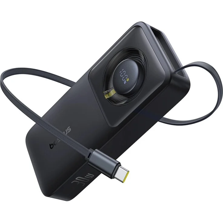 Baseus 10000mAh Powerbank Free2Pull 30W mit USB-C-Anschluss & integriertem Kabel - Schwarz