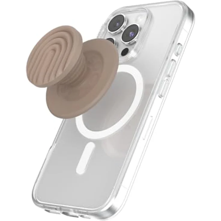 PopSockets PopGrip, runder Telefongriff kompatibel mit MagSafe, inkl. Adapterring, kabelloses Laden, PopOut Curves Latte – Bild 1