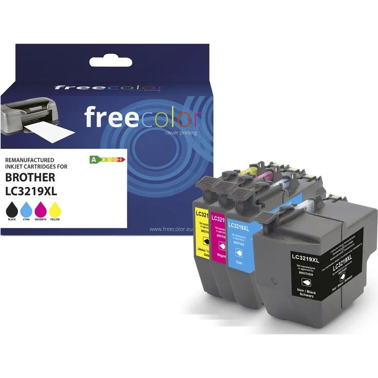 Freecolor Brother LC3219XL Multipack Druckerpatrone, wiederaufbereitet, 4 Farben (BK, C, M, Y), hohe Seitenleistung