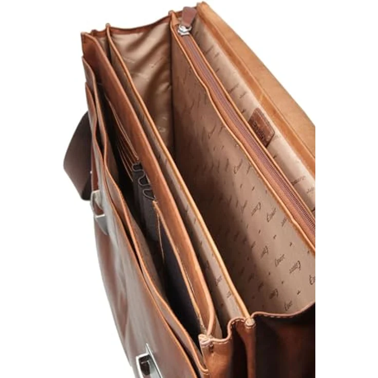 Esquire Dallas Aktentasche Leder, 42 cm mit Laptopfach, braun, 100% Leder – Bild 4