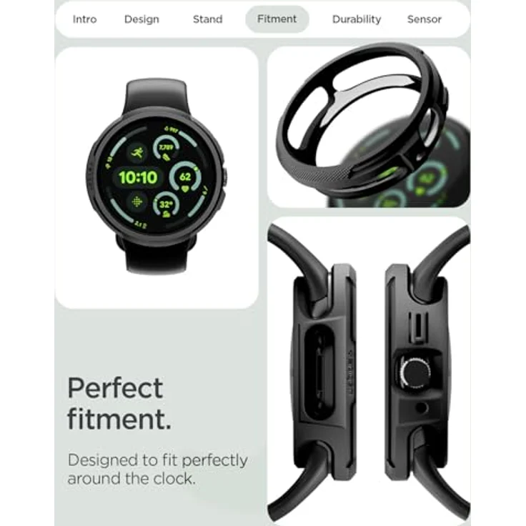 Spigen Liquid Air Hülle für Google Pixel Watch 4 41mm (2025) mit Ladeständer, Matt Schwarz, flexibles TPU und erhöhter Bildschirmschutz – Bild 5