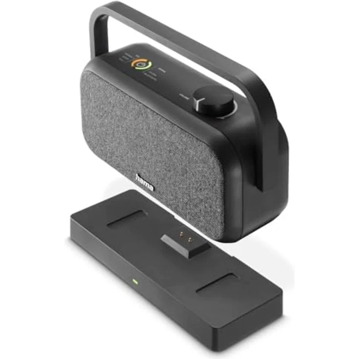 Hama 221849 Senioren TV Bluetooth Lautsprecher, tragbarer Stereo-Lautsprecher mit 2,4-GHz-Station, Schwarz/Grau, versandkostenfrei – Bild 8