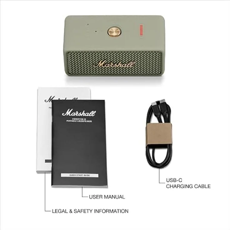 MARSHALL Emberton III Bluetooth Lautsprecher, Sage, 32 Stunden Akkulaufzeit, wasserfest, True Stereophonic, integriertes Mikrofon – Bild 7