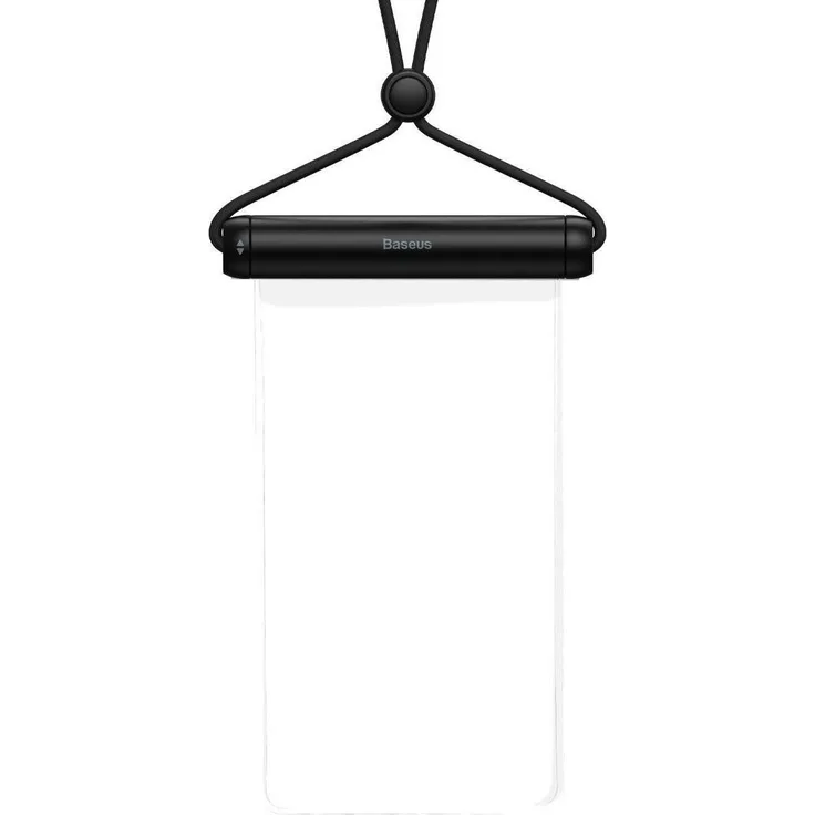 Baseus Waterproof Base Case FMYT000001, Universelle wasserdichte Smartphone Hülle in Schwarz, IPX8, transparent, für Telefone bis 7,2 Zoll