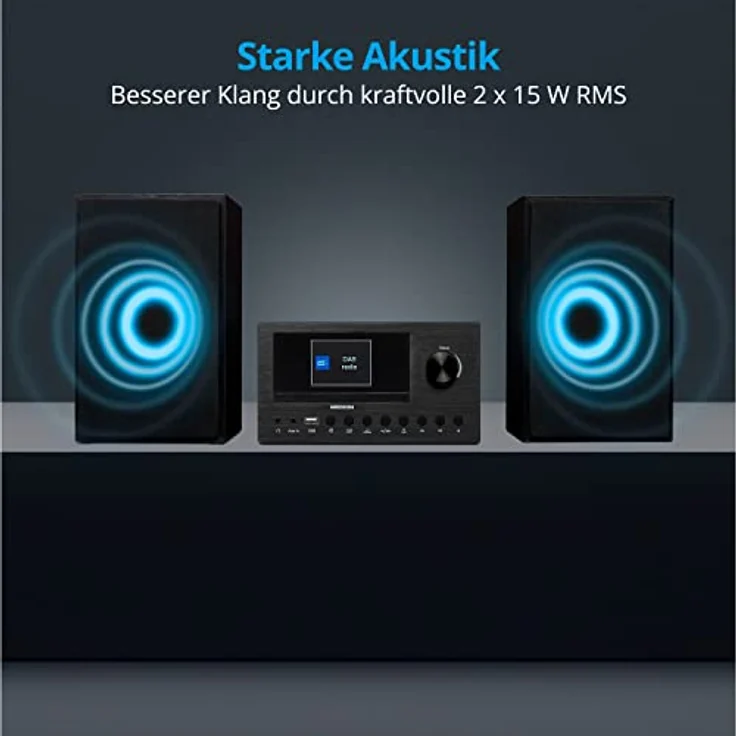 MEDION P85003 Micro Audio System Kompaktanlage (Internetradio, DAB+, PLL UKW Radio, Bluetooth, USB Anschluss, AUX, 2x150 W) – Bild 4