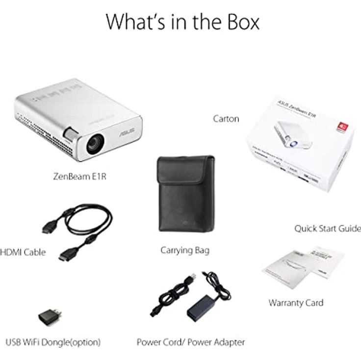 ASUS ZenBeam E1R, Mini-Projektor mit 200 lm, WVGA 854 x 480, automatischer Hochformat-Projektionsmodus, Silber – Bild 7