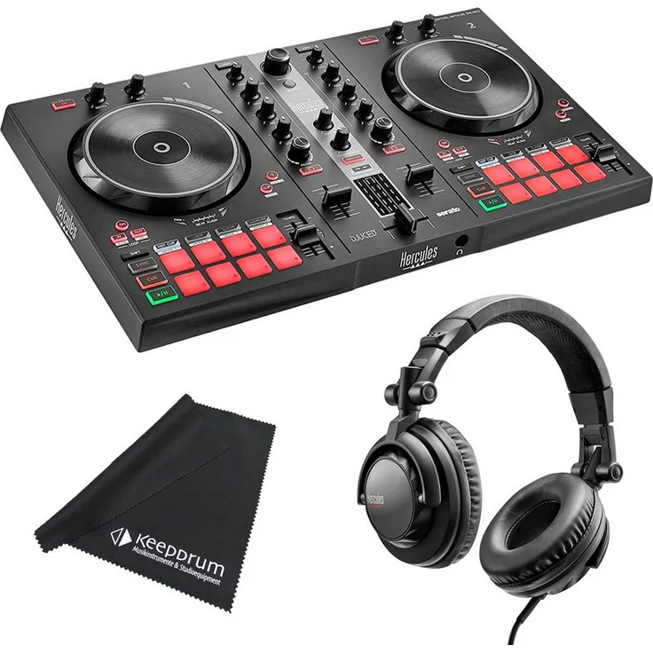 HERCULES Inpulse 300 MK2 DJ Controller mit Audio-Interface, 16 Pads, inklusive DJ45 Kopfhörer