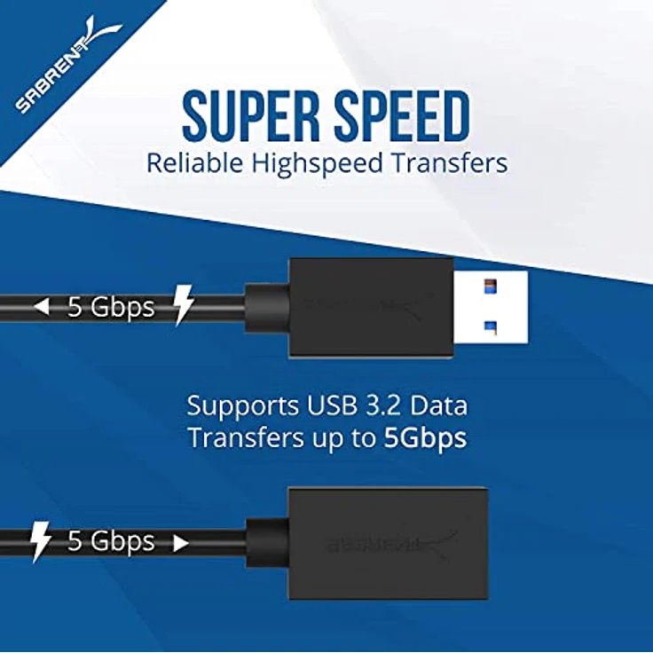 Sabrent USB Kabel - USB 3.0 Verlängerungskabel 1.80 Meter 22 AWG USB 3.0 - A-Stecker auf A-Buchse [Schwarz] (CB-3060) - Preisvergleich – Bild 5