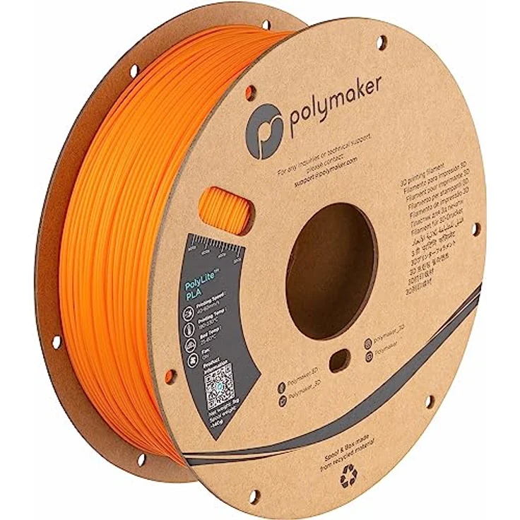 Polymaker PolyLite PLA Orange, 3D-Druckfilament, 1.75mm, 1kg, hohe Hitzebeständigkeit bis 140°C – Bild 1