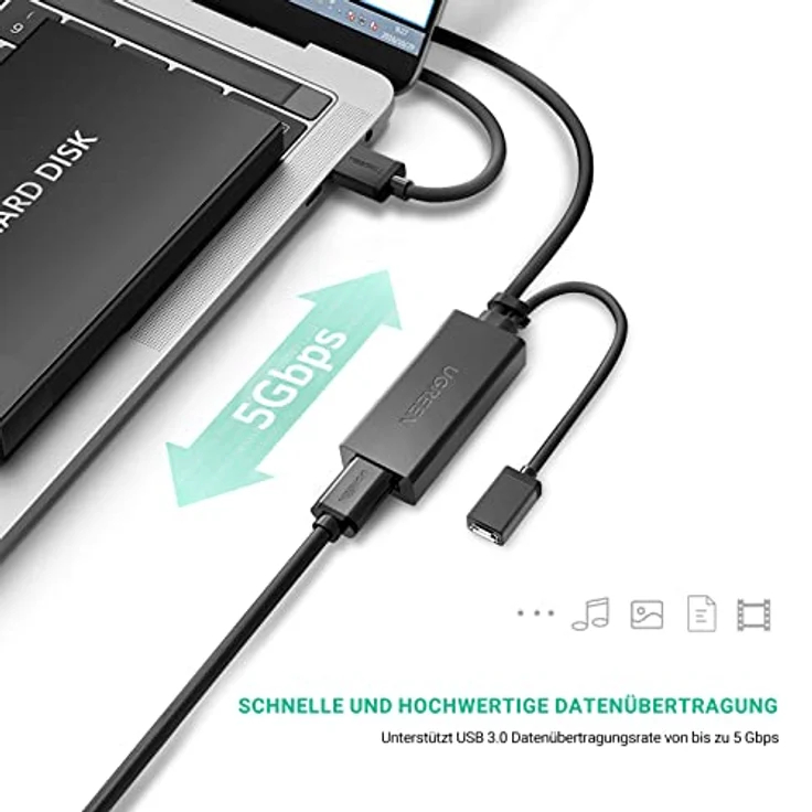 UGREEN USB Verlängerung Kabel 10M aktiv 3.0 USB Verlängerungskabel Super Speed Kabel Stecker A auf Buchse A mit Signalverstärker Repeater – Bild 2