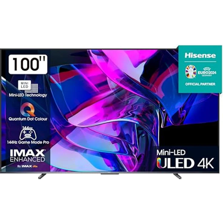 Hisense 100U7KQ (100 Zoll) Fernseher 4K Mini LED ULED HDR Smart TV, Quantum Dot, 120Hz, HDMI 2.1, Game Mode Pro, Dolby Vision IQ & Atmos, Bluetooth, Alexa Built-in, Anthrazit – Bild 1