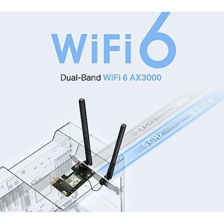 MERCUSYS MA80XE AX3000 Wi-Fi 6 Bluetooth 5.2 PCIe Adapter, Dualband-Geschwindigkeit bis zu 2402Mbps (5GHz) + 574Mbps (2.4GHz), Intel WiFi 6 Chipsatz, WPA3, Bluetooth 5.2, kompatibel mit Windows 10, 11 (64bit) – Bild 3