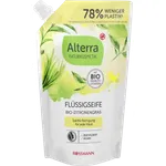 Alterra Naturkosmetik Flüssigseife Bio-Zitronengras & Grüner Tee, Nachfüllbeutel, vegane Handseife, sanfte Reinigung, 500 ml