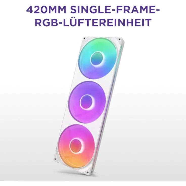 NZXT F420 RGB Core, 420mm Einzelframe-Lüftereinheit mit 3 x 140mm RGB-Lüftern, Geschwindigkeits- und Beleuchtungssteuerung, hohes statisches Druck- und Luftstromdesign, flüssigkeitsdynamische Lager, weiß – Bild 3