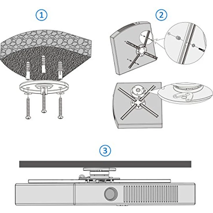 deleyCON Beamer-Deckenhalterung, Neigbar +/-15° und 360° drehbar, ideal für Beamer und Projektoren – Bild 5