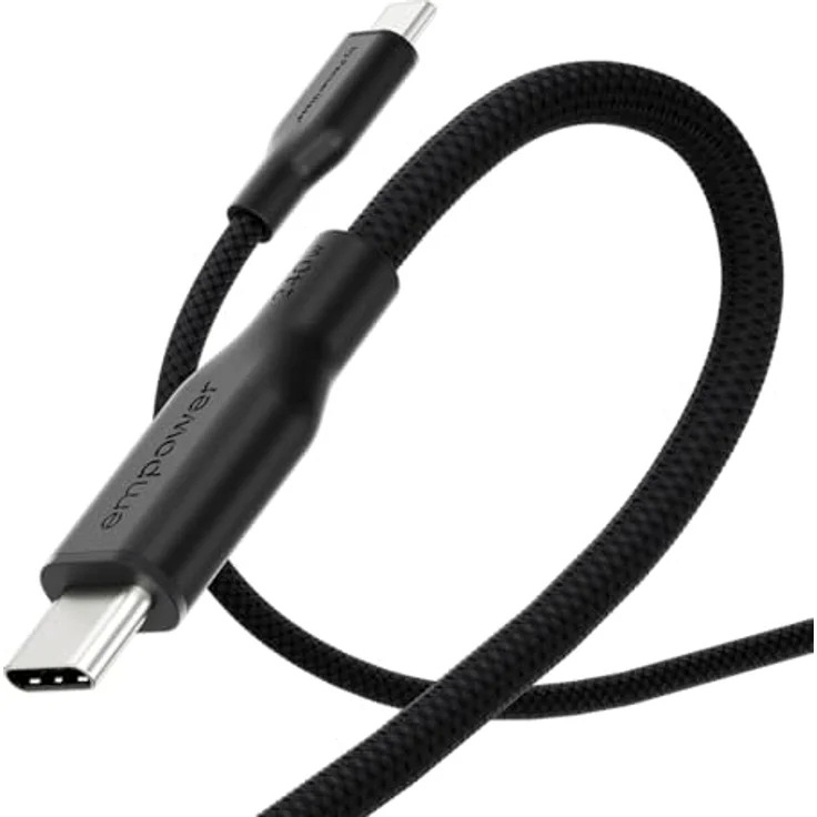 PanzerGlass Racing USB-C to USB-C Kabel, 1,20 m, USB 2.0, 240 W, schwarz, robust und flexibel mit Klettlasche – Bild 2