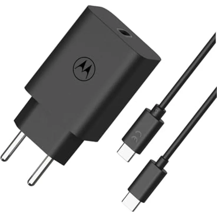 Motorola Turbopower 30-W-Schnellladegerät mit USB-PD QC 4.0-Technologie und 1 m USB-A-auf-USB-C-Kabel, universelle Kompatibilität, robust und sicher