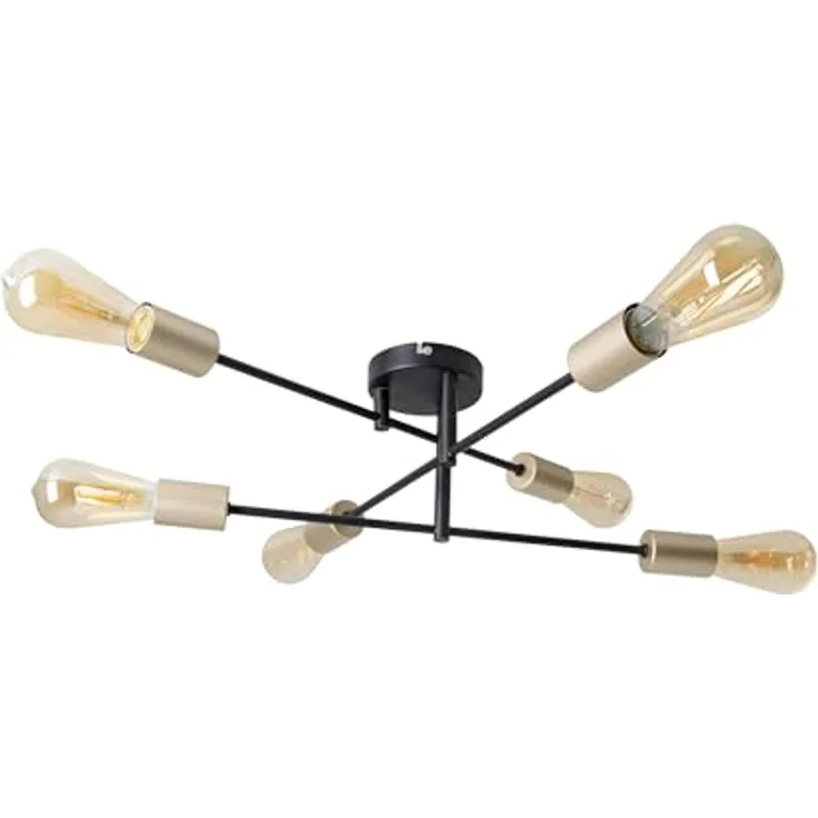 Näve Leuchten - Deckenleuchte Modo 6-flammig aus Metall - E27-Fassung (max. 40W) - Schwarz und Gold, 54,5 cm