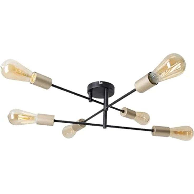 Näve Leuchten - Deckenleuchte Modo 6-flammig aus Metall - E27-Fassung (max. 40W) - Schwarz und Gold, 54,5 cm – Bild 1