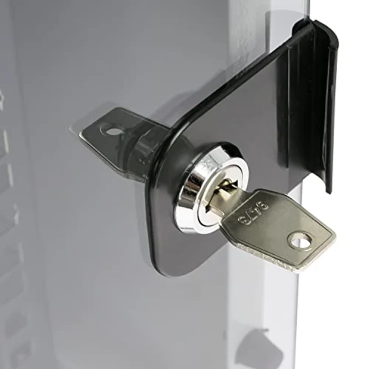 HMF 63412-07 Netzwerkschrank, Serverschrank 10 Zoll | 12 HE | 300 mm Tiefe | Voll montiert | Glastür | Lichtgrau – Bild 5