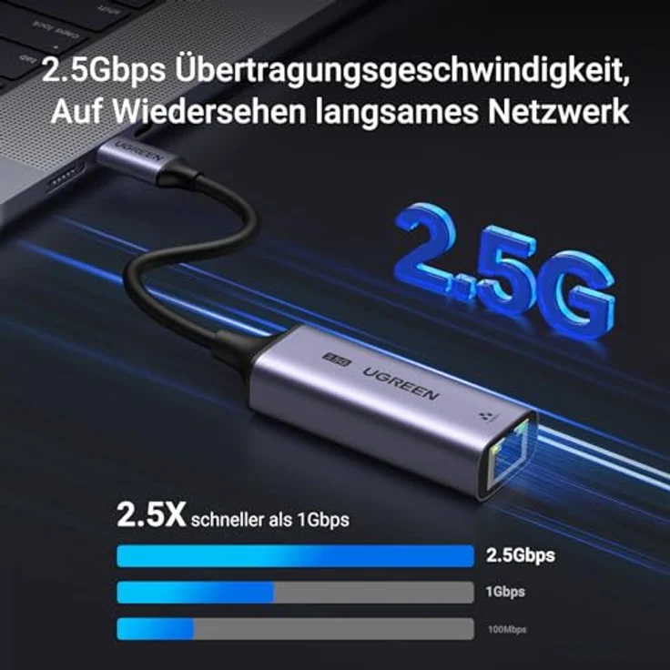 UGREEN USB C 2.5G LAN Adapter Ethernet Adapter RJ45 2500Mbps Netzwerkadapter, kompatibel mit MacBook Pro M4, Mac Mini M4, iPad Pro/Air, Mac Pro/Air, Galaxy S24, Windows 11/10/8, macOS usw. – Bild 2