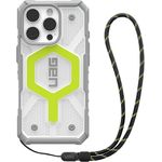 URBAN ARMOR GEAR Bundle Pathfinder MS Case / Lanyard kompatibel mit Apple iPhone 16 Pro (Wireless Charging / Magnetische Aufladung kompatibel, Hülle inkl. Band) neon (schwarz/graphite)