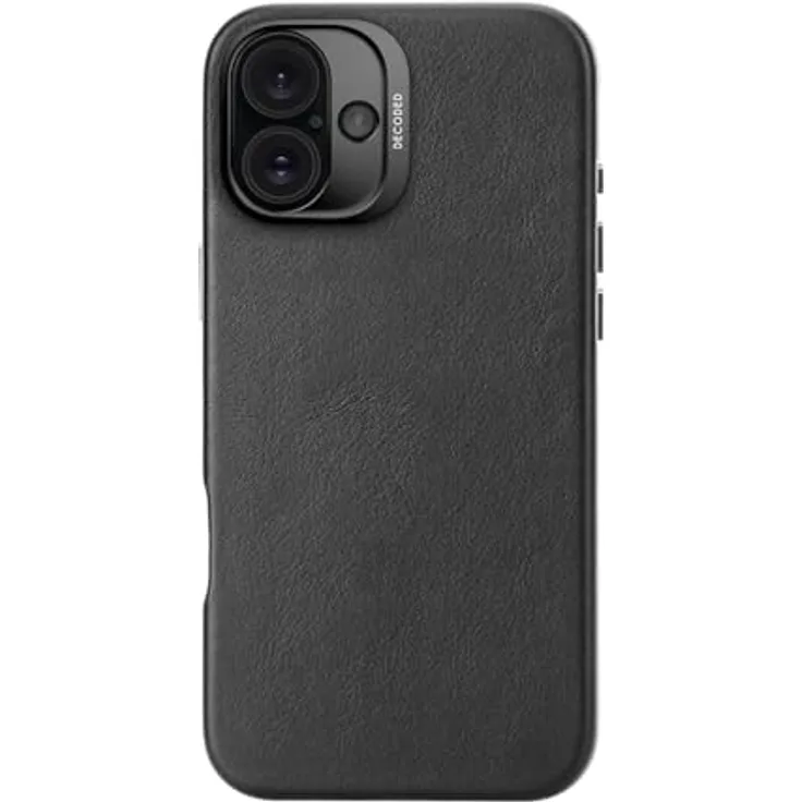Decoded Lederhülle für iPhone 16 Plus, Echt ECCO Leder Hülle, MagSafe-kompatibel, Stoßfest, Schwarz