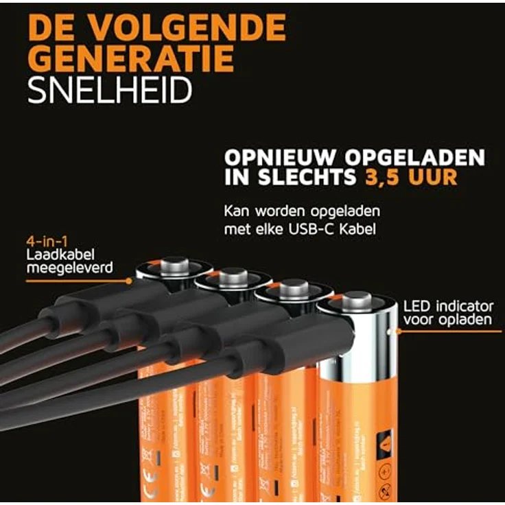 XTORM NextGen Mignon (AA)-Akku, wiederaufladbar über USB-C, 2200 mAh, 4er-Pack, langanhaltende Leistung – Bild 5
