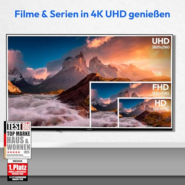MEDION MD 855600, 138,8 cm (55 Zoll) QLED Fernseher, 4K Smart-TV mit Dolby Vision HDR, Dolby Atmos, VIDAA, schwarz – Bild 3