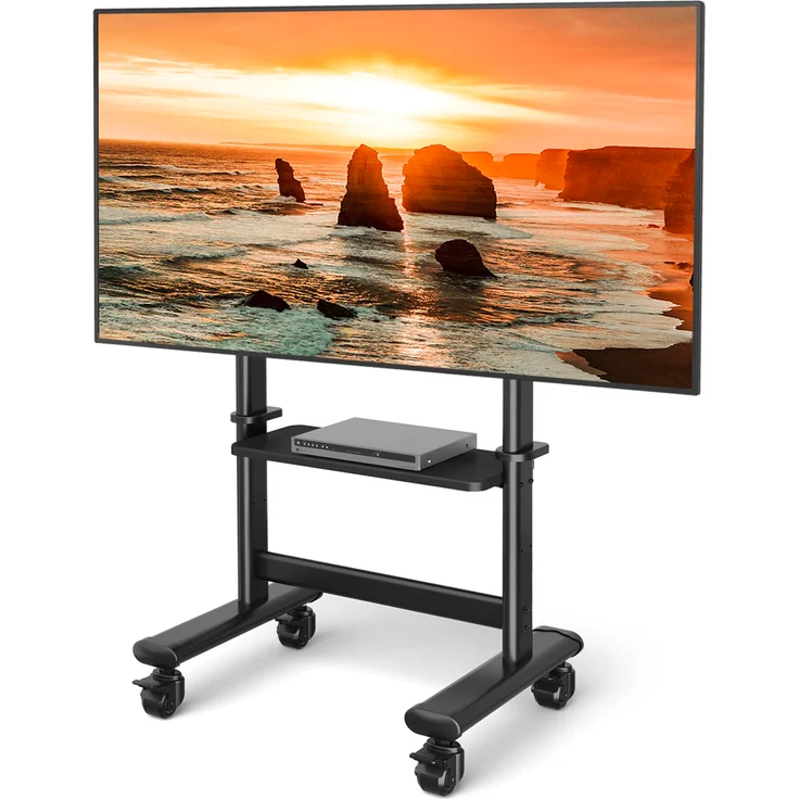 RFIVER TV Ständer Rollbar, Höhenverstellbar für 50-86 Zoll Fernseher, Stabil Schwarz, Max 90KG, VESA 800x600mm