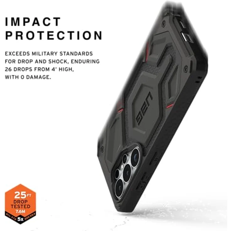 URBAN ARMOR GEAR Monarch Pro Case für Samsung Galaxy S26 Ultra, 6m fallsicher nach Militärstandard, magnetischer Zubehörring, kabelloses Laden, Kevlar schwarz – Bild 3