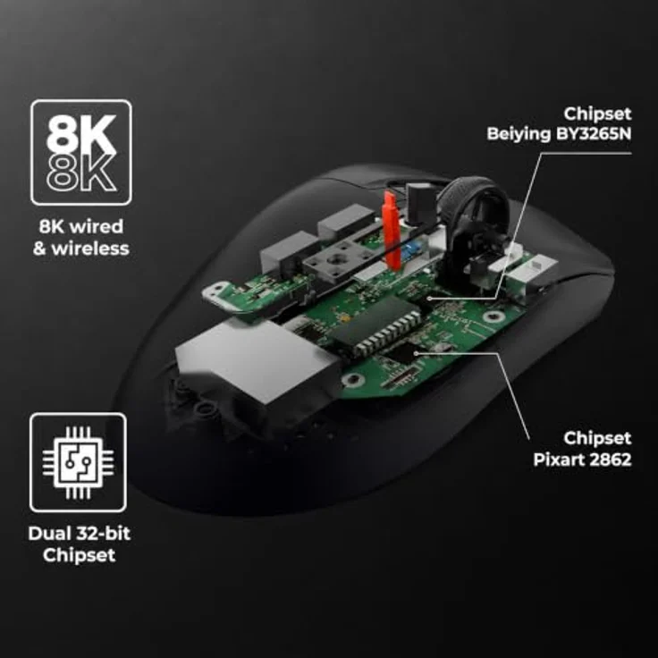 Genesis Zircon 880 PRO Wireless Gaming Maus, 30000 DPI, 8000 Hz Polling Rate, leichtes 64g Gehäuse, Schwarz – Bild 3