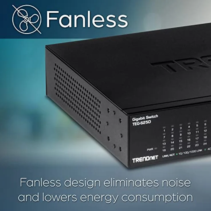 TRENDnet TEG-S25D 24-Port Gigabit Desktop Switch, 24 x Gigabit RJ-45 Ports, 48 Gbit/s Schaltleistung, lüfterloses Design, Metallgehäuse, internes Netzteil – Bild 4