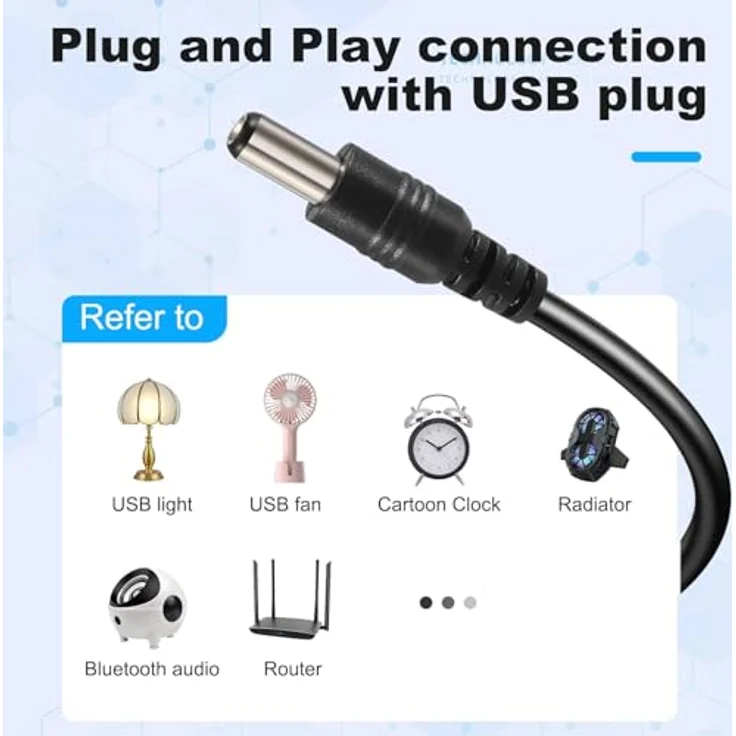 Aukson B62 USB auf DC 5.5 x 2.1mm Ladekabel, 50cm, 5V Power Kabel für Geräte mit Power Regulator – Bild 5