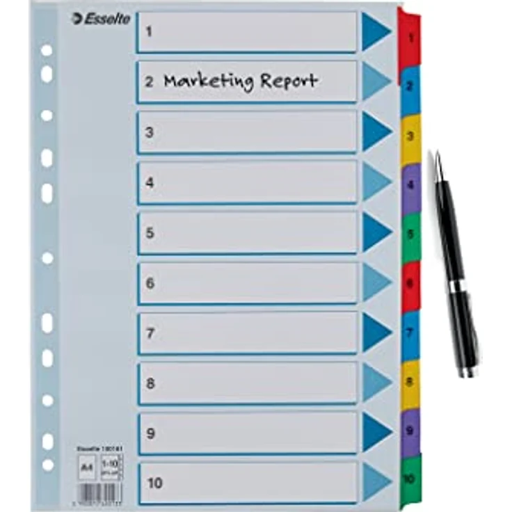 ESSELTE Aktenordner, A4, 1-10 Kartonregister, weiss – Bild 7