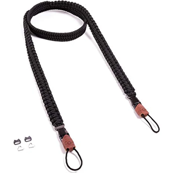 C-Rope Kameragurt THE TRAVELER handgeflochten aus Paracord, Schultergurt mit Schnellverschluss, 140cm, Schwarz – Bild 1