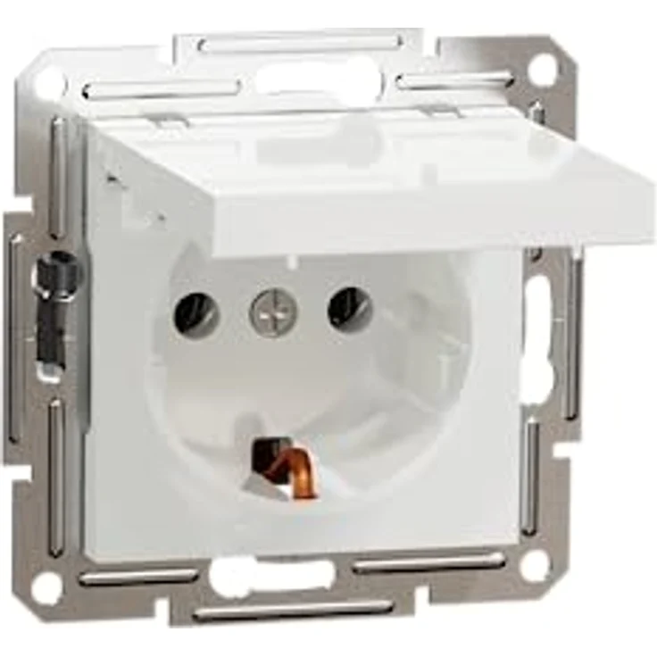 Schneider Electric Asfora EPH3170121D SCHUKO-Steckdose 16A Klappdeckel, Schutzkontaktsteckdose, Steckdose Unterputz,Steckklemmen, Weiß – Bild 1
